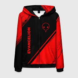Толстовка 3D на молнии мужская Evangelion - red gradient вертикально, цвет: 3D-черный