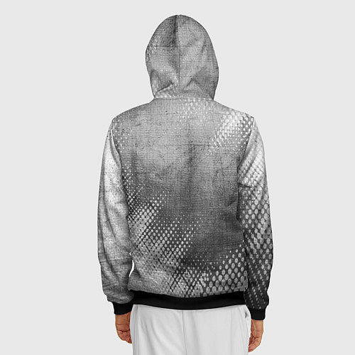 Мужская толстовка на молнии Mercedes - grey gradient вертикально / 3D-Черный – фото 4