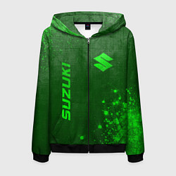 Толстовка 3D на молнии мужская Suzuki - green gradient вертикально, цвет: 3D-черный