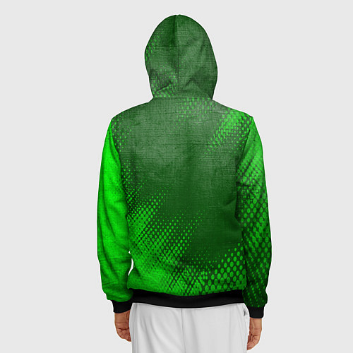 Мужская толстовка на молнии Evangelion - green gradient вертикально / 3D-Черный – фото 4