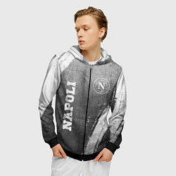 Толстовка 3D на молнии мужская Napoli - grey gradient вертикально, цвет: 3D-черный — фото 2