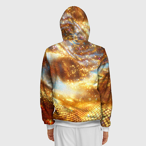 Мужская толстовка на молнии Блестящая золотая текстура / 3D-Белый – фото 4