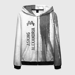 Толстовка 3D на молнии мужская Asking Alexandria - white gradient по-вертикали, цвет: 3D-черный