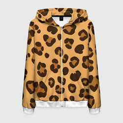 Толстовка 3D на молнии мужская Коричневые пятна леопарда, цвет: 3D-белый