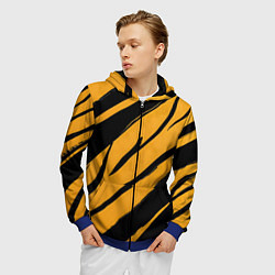 Толстовка 3D на молнии мужская Тигровый раскрас, цвет: 3D-синий — фото 2
