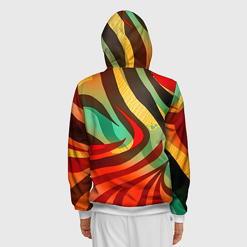 Мужская толстовка на молнии Жаркая полосатая абстракция / 3D-Белый – фото 4
