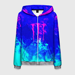 Толстовка 3D на молнии мужская Monster energy дым неоновый, цвет: 3D-меланж