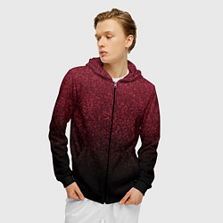 Толстовка 3D на молнии мужская Амарантовый градиент крошка, цвет: 3D-черный — фото 2