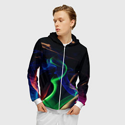 Толстовка 3D на молнии мужская Color blue green red, цвет: 3D-белый — фото 2