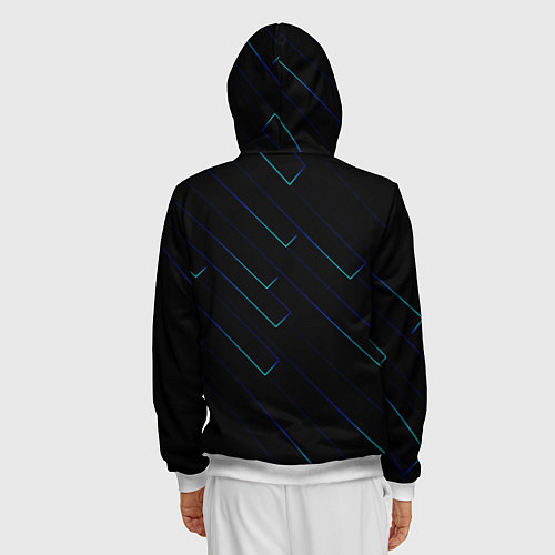 Мужская толстовка на молнии Color blue black / 3D-Белый – фото 4