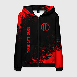Толстовка 3D на молнии мужская Three Days Grace - red gradient вертикально, цвет: 3D-черный