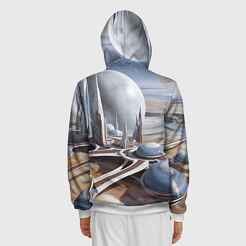 Мужская толстовка на молнии Город на другой планете / 3D-Белый – фото 4