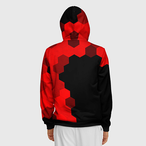 Мужская толстовка на молнии Jaguar - red gradient по-вертикали / 3D-Черный – фото 4