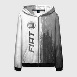 Толстовка 3D на молнии мужская Fiat - white gradient по-вертикали, цвет: 3D-черный