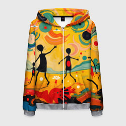 Толстовка 3D на молнии мужская Радостные солнечные человечки, цвет: 3D-меланж