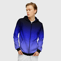 Толстовка 3D на молнии мужская Градиент индиго из чёрно в синий текстура крошка, цвет: 3D-черный — фото 2