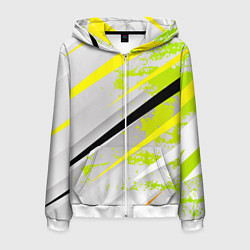 Толстовка 3D на молнии мужская Color white light green, цвет: 3D-белый