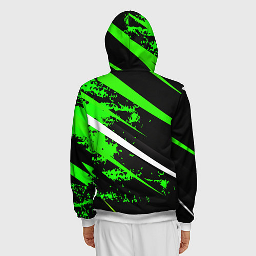 Мужская толстовка на молнии Color black and green / 3D-Белый – фото 4