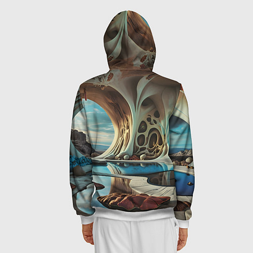 Мужская толстовка на молнии Современная пещера / 3D-Белый – фото 4