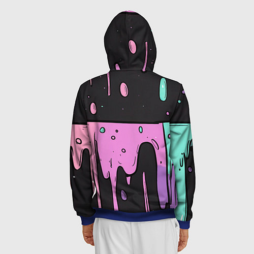 Мужская толстовка на молнии Стекающая краска текстура / 3D-Синий – фото 4