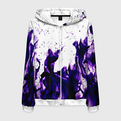 Толстовка 3D на молнии мужская Фиолетовый огонь текстура, цвет: 3D-белый