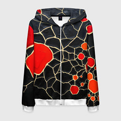 Мужская толстовка на молнии Красная абстракция на черном лаке