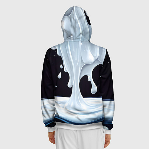 Мужская толстовка на молнии Молочная текстура / 3D-Белый – фото 4