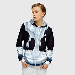Толстовка 3D на молнии мужская Молочная текстура, цвет: 3D-белый — фото 2