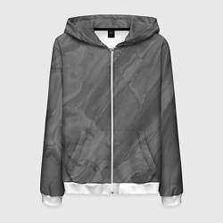 Толстовка 3D на молнии мужская Серая текстура каменная мрамор, цвет: 3D-белый