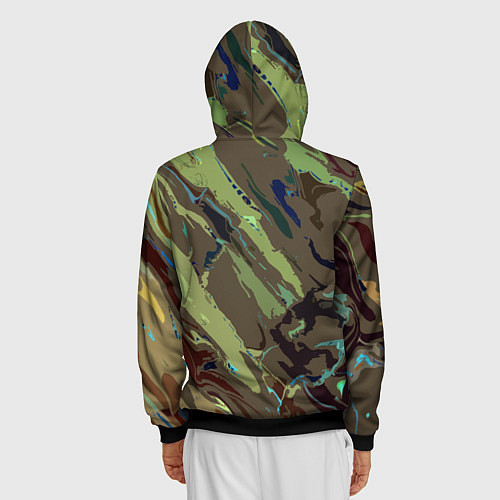 Мужская толстовка на молнии Абстракция тон хаки / 3D-Черный – фото 4