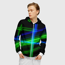 Толстовка 3D на молнии мужская Color blue black green, цвет: 3D-белый — фото 2