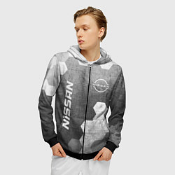 Толстовка 3D на молнии мужская Nissan - grey gradient вертикально, цвет: 3D-черный — фото 2