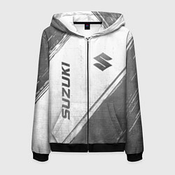 Мужская толстовка на молнии Suzuki - white gradient вертикально