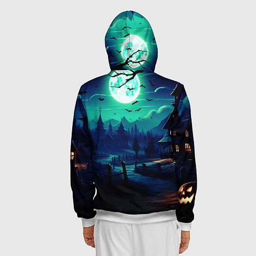 Мужская толстовка на молнии Day of the Dead - Хэллоуин / 3D-Белый – фото 4