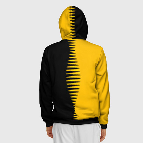Мужская толстовка на молнии Чёрно-жёлтый пополам с переходом / 3D-Черный – фото 4