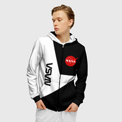 Толстовка 3D на молнии мужская Nasa текстура геометрия, цвет: 3D-черный — фото 2