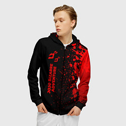 Толстовка 3D на молнии мужская JoJo Bizarre Adventure - red gradient по-вертикали, цвет: 3D-черный — фото 2