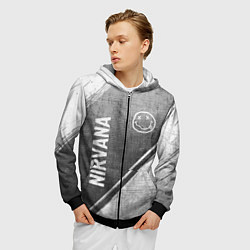 Толстовка 3D на молнии мужская Nirvana - grey gradient вертикально, цвет: 3D-черный — фото 2