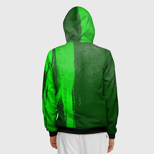 Мужская толстовка на молнии Asking Alexandria - green gradient по-вертикали / 3D-Черный – фото 4