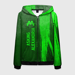 Толстовка 3D на молнии мужская Asking Alexandria - green gradient по-вертикали, цвет: 3D-черный