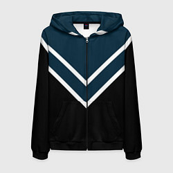 Мужская толстовка на молнии Синий с чёрным и белые полосы