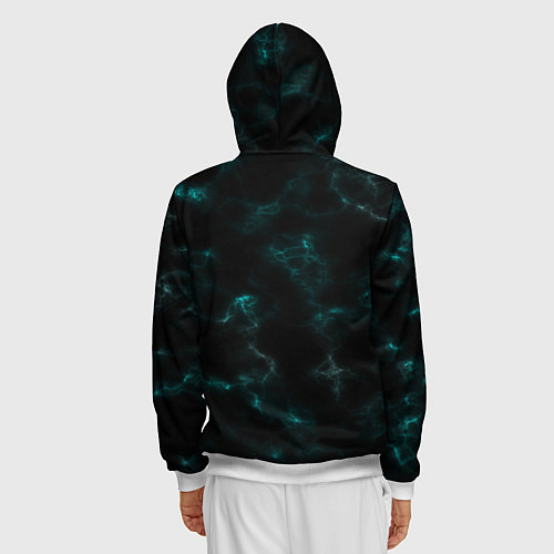 Мужская толстовка на молнии Color black turquoise / 3D-Белый – фото 4
