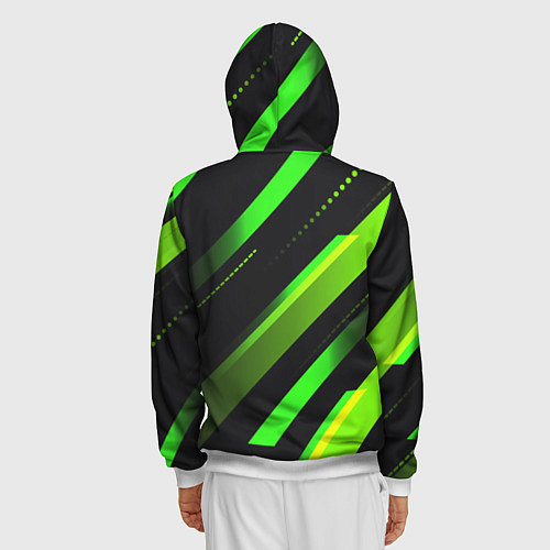 Мужская толстовка на молнии Color black green / 3D-Белый – фото 4