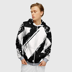 Толстовка 3D на молнии мужская Color black white, цвет: 3D-меланж — фото 2