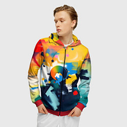 Толстовка 3D на молнии мужская Абстракция в деталях, цвет: 3D-красный — фото 2