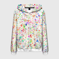 Толстовка 3D на молнии мужская Белый с разноцветными брызгами, цвет: 3D-белый