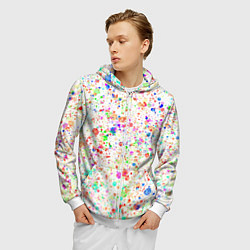 Толстовка 3D на молнии мужская Белый с разноцветными брызгами, цвет: 3D-белый — фото 2