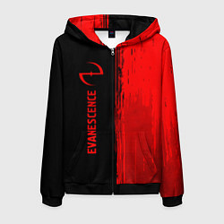 Толстовка 3D на молнии мужская Evanescence - red gradient по-вертикали, цвет: 3D-черный