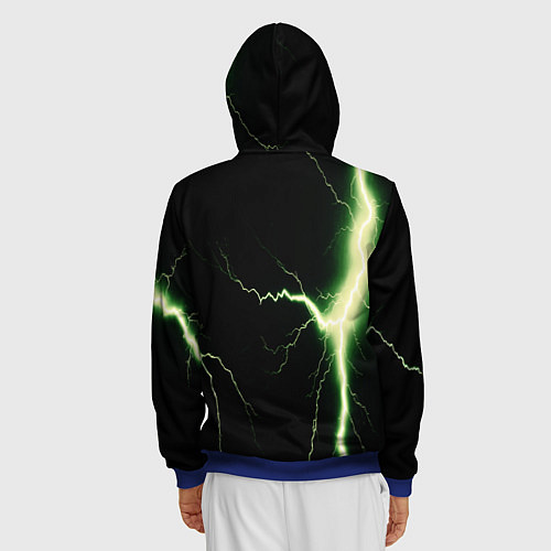 Мужская толстовка на молнии Lightning yellow текстура / 3D-Синий – фото 4
