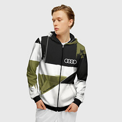 Толстовка 3D на молнии мужская Ауди логотип, цвет: 3D-черный — фото 2